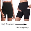 Buliezy Schwarze Umstands-Yoga-Shorts, hoch über Bump, Shapewear hohe Taille, Nahtlose