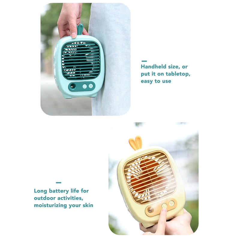 Small Desk Fan 3 Speed Mode Humidifier Function USB Charge