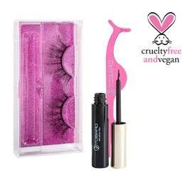 TOBARO Magnetic Eyelashes and eyeliner Kit, Magnetic Eyelashes, Magnetic Eyeliner and Eyelashes Kit, False lashes natural look, crutely Free, Magnetic Liquid Eyeliner Waterproof, FREE Tweezer