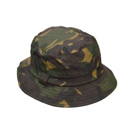 WALKER AND HAWKES - Olive 100% British Waxed Cotton Millerain Fabric Hanford Bucket Hat Unisex - Camo - L (59cm)