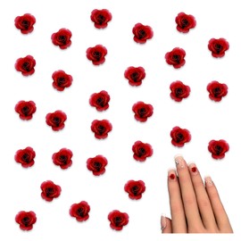 Fainie BD4094 Nail Parts, Flowers, Red, 0.2 inches (6 mm), Small, 50 Pieces, Luminous, Black, Mixed Colors, Flowers, Roses, 3D Resin, Cabochon, Resin Decoration Parts