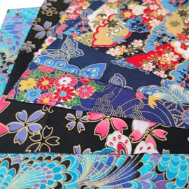 Qililandiy 5PCS Cotton Fabric Small Flower Pattern Japanese Style Fabric Patchwork Fabric for Crafts Sewing Quilting Patchwork and Face Protection, 25cmx25cm (Gold Flower)