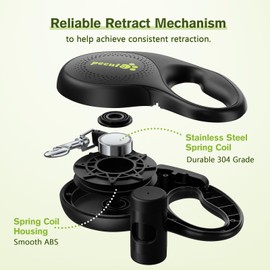 Retractable Dog Leash for Large Dog, 26ft Heavy Duty Retractable Pet Leash with Poop Bag Holder, 360° Tangle-Free, One-Button Control, Reflective Leashes for Medium/Large Dogs Up to 110 lbs(Black)