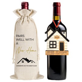 2025 New Home Wine Bag House Warming Gifts for New Homeowners New Home Couple Neighbor, Housewarming Gifts for New House Owners, Women, Closing Gifts for Home Buyers, Unique Neighbor Housewarming Gift