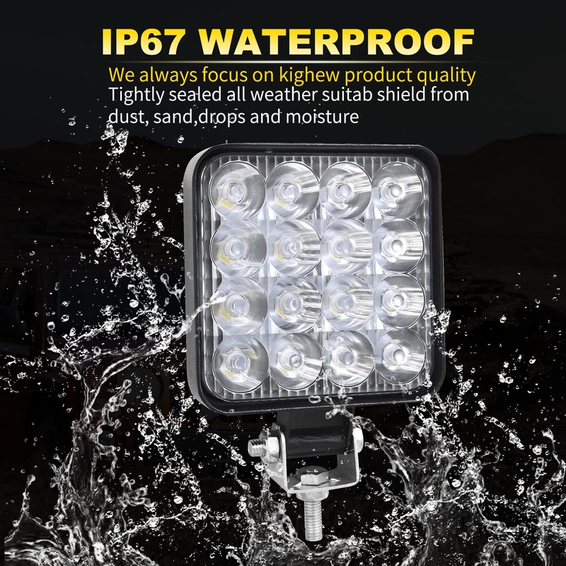 PICAA LED Work Light 4 x 3.3 Inch 48 W