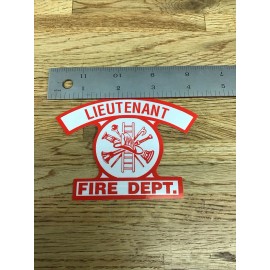 Lieutenant Fire Dept. Silver / Red Helmet Shield Decal B-7