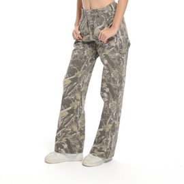 PinkyMoor Women Camouflage Cargo Pants Straight Wide Leg Trousers Jeans with Pockets（S）