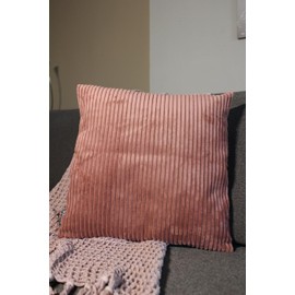 MAGMA Shara Cushion Cover 45 x 45 cm - Dusky Rose - Velvety Soft Cuddly Cord Look Rectangular Cushion Cover for Living Room, Bedroom, Office and Guest Room Washable