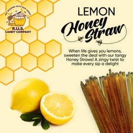 50 Pack Honey Sticks For Tea, Snacking, Honey Packets Single Serve Stir Sticks, Natural Flavor by R.U.S Candy Company- Honey Straws (50 Straws, Lemon)