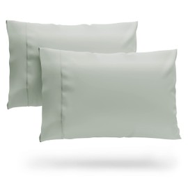 Cosy House Collection 100% Rayon Derived from Bamboo Pillowcase Set - Cooling, Breathable, Silky Soft 2-Piece Envelope Closure Pillow Case Cover Set (Standard/Queen, Silver)