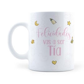 LISE GRAPHIX | Taza Felicidades Vas a Ser Tía | Taza de Cerámica | 11 Onzas | 325 mL | Un Detalle Original para Todo Momento | Futura Tía