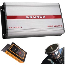 Crunch SA-2100.1 Smash Series 2,100-Watt Monoblock Class AB Amp Car Audio Sound System Subwoofer Speaker Amp Amplifier with Gravity Magnet Phone Holder Bundle