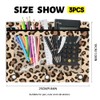 Hobbspring 3pcs 3 Ring Binder Pouch 25x18cm Leopard Print Pencil