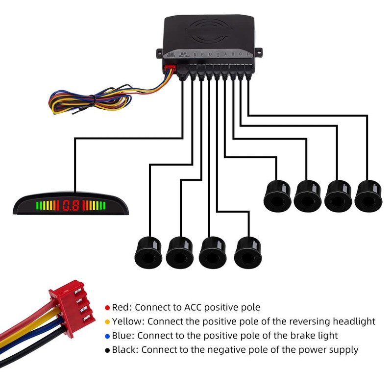 Parking Aid with 8 Front Rear Parking Sensors with Buzzer