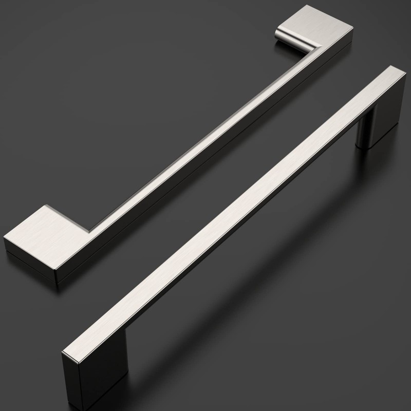 Amerdeco 10 Pack Brushed Satin Nickel Cabinet Pulls 6.3 Inch(160MM)