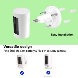 TIUIHU 360 Degree Adjustable Wall Mount for Stick Up Cam/Pro/Indoor Cam, Mounting Brackets Compatible with Any Security Camera with 1/4 Screw(2-Pack, White)