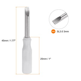 sourcing map 2Pcs SL3.0 Mini Slotted Screwdriver 3mm Magnetic Flat Head 45mm Length for Small Appliances Repairs, White