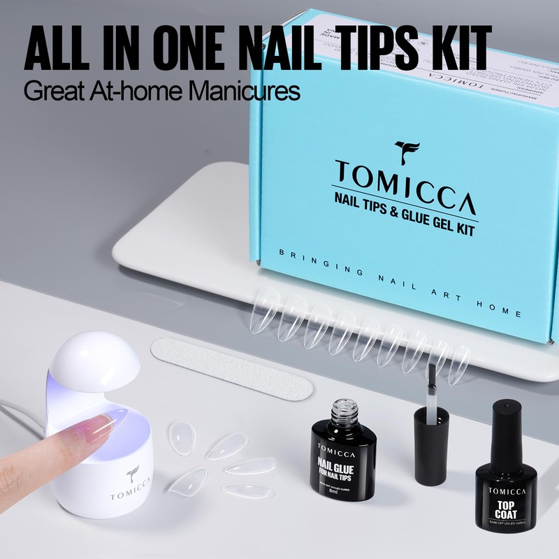 TOMICCA Nail Tips and Glue Gel Kit Gel Nail X