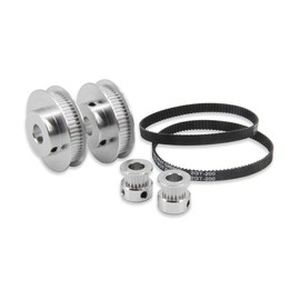 Zeberoxyz Set of 2 GT2 Synchronous Wheel, 20 & 60 Teeth, 10 mm Bore, Aluminium Timing Belt Pulley with 2 Pieces Length 200 mm Width 6 mm Belt (20-60T-10B-6)