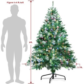 Christmas Tree, 6FT Realistic Snow-Flocked Holiday Christmas Tree,Premium PVC Pine Xmas Snow Trees with Metal Stand and Easy Assembly, for Home, Party Decoration