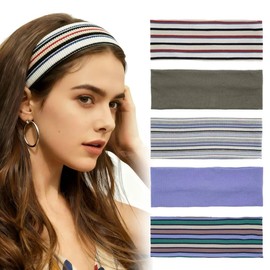 SF-ZXTINP Polka Dot Wide Headbands for Women,5Pcs fashion Hair Accessories: Cute Headbands For Women,Non Slip Elastic Hair Bands for Daily Wear, Workout, Yoga