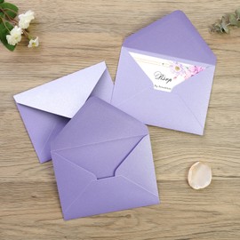 PONATIA 50 Pack A1 Envelopes, 3 5/8 x 5 1/8 Inches Lilac Envelopes Perfect for Weddings Cards, RSVP Cards, Response Cards, Baby Showers, Thank You Notes, Photos and any 3.5x5" inserts