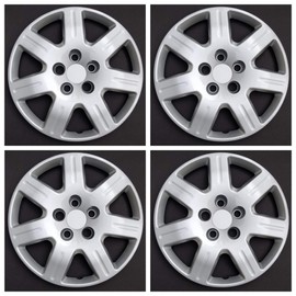 MARROW New Wheel Covers Hubcaps Replacements Fits 2006-2011 Honda Civic; 16 Inch; 7 Spoke; Silver Color; Plastic; Set of 4; Bolt On