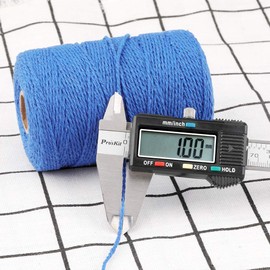 200M Blue Cotton Twine String 2MM Blue String for Crafts Gift Wrapping