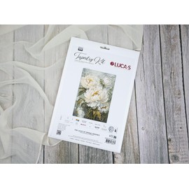 Luca-S Petit Point Kit Gold - The Light of Spring Peonies, G715, Counted Cross Stitch Kit for Adults, Needlecraft and Embroidery Kit