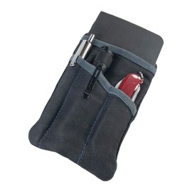 Hide & Drink, Multi-Tool Pocket Pouch, Compact Multipurpose EDC Zippered Bag, Mini Camping Tool Case, Waxed Canvas, Knife Holster, Handmade Slim Organizer (Charcoal Black/Slate Blue)