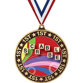 Scrabble 1st Place Perimeter Medal Gold, 2.75" Scrabble Board Games Prizes, Kids Scrabble Trophy Medal Awards 20 Pack Prime