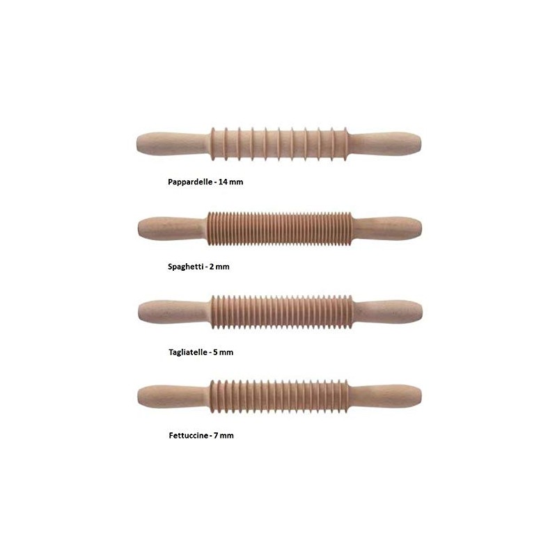 Tredoni Pasta Cutter Wooden Rolling Pin - Fettuccine Pasta Maker