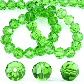 Dowarm 200 cuentas de cristal redondas de 6 mm para hacer joyas, cuentas de cristal facetadas Rondelle para manualidades, dijes de vino, campanillas de viento, atrapasueños, encontrar cuentas espaciadoras de joyas, color verde