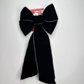 Holiday Time Christmas Black Velvet Bows Indoor Outdoor Wreath Fence Mail