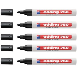Edding 750 Black Paint Marker 2-4 mm Round Pack of 5