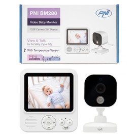 PNI Video Baby Monitor BM280 2.8 inch screen wireless 2.4 GHz, temperature sensor, VOX, night vision, zoom function, lullabies