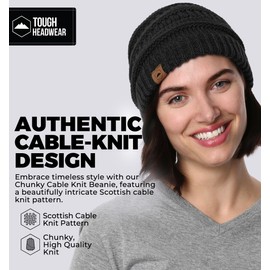 Tough Headwear Women's Beanie Winter Hat - Warm Chunky Knit Hats - Soft Stretch Thick Knitted Hat for Cold Weather, Onyx Black 1