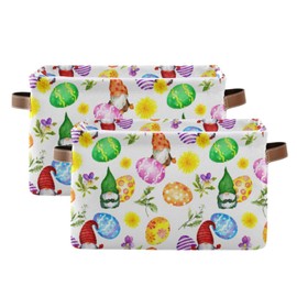 senya Easter Basket, Happy Easter Egg Gnome Foldable Fabric Collapsible Storage Bins Organizer Bag for Storage Clothes