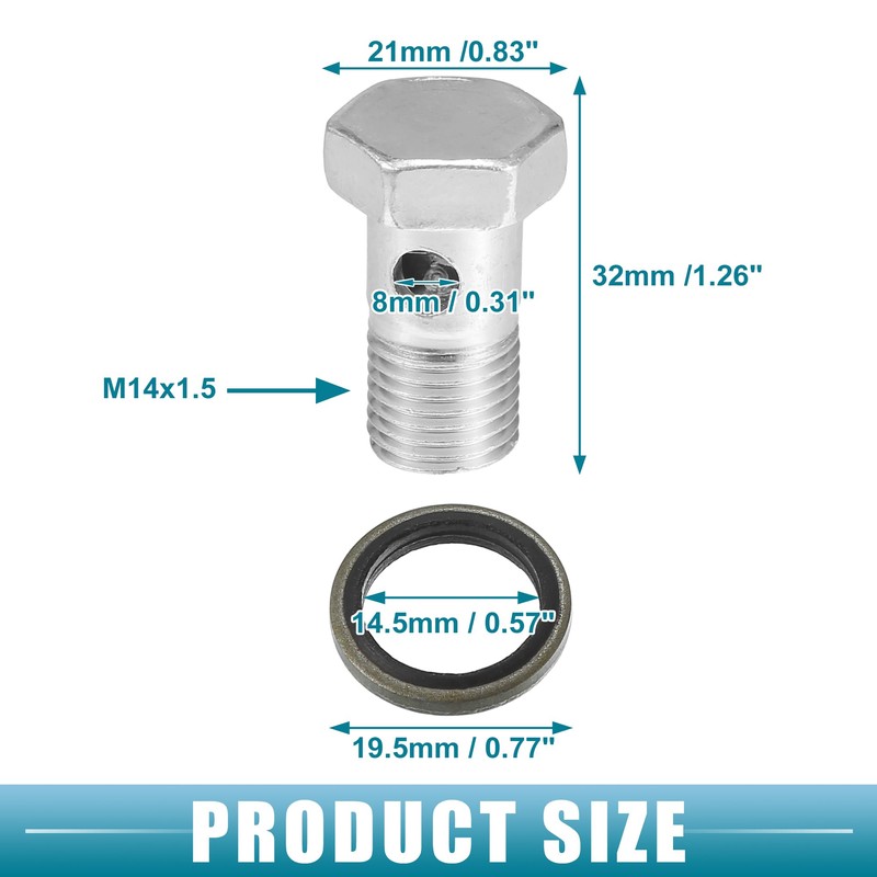 A ABSOPRO Car Brake Line Fitting Adapter 1.26" Length M14x1.5