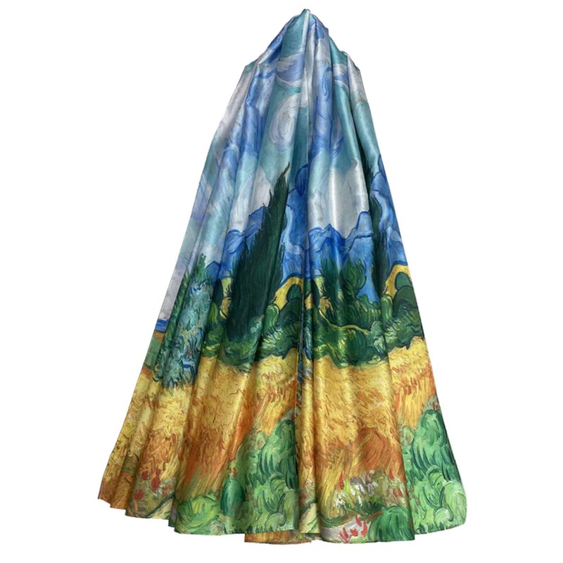 GFM® Silk Blend Painting Based Summer Scarf (Van Gogh-Wheat Field