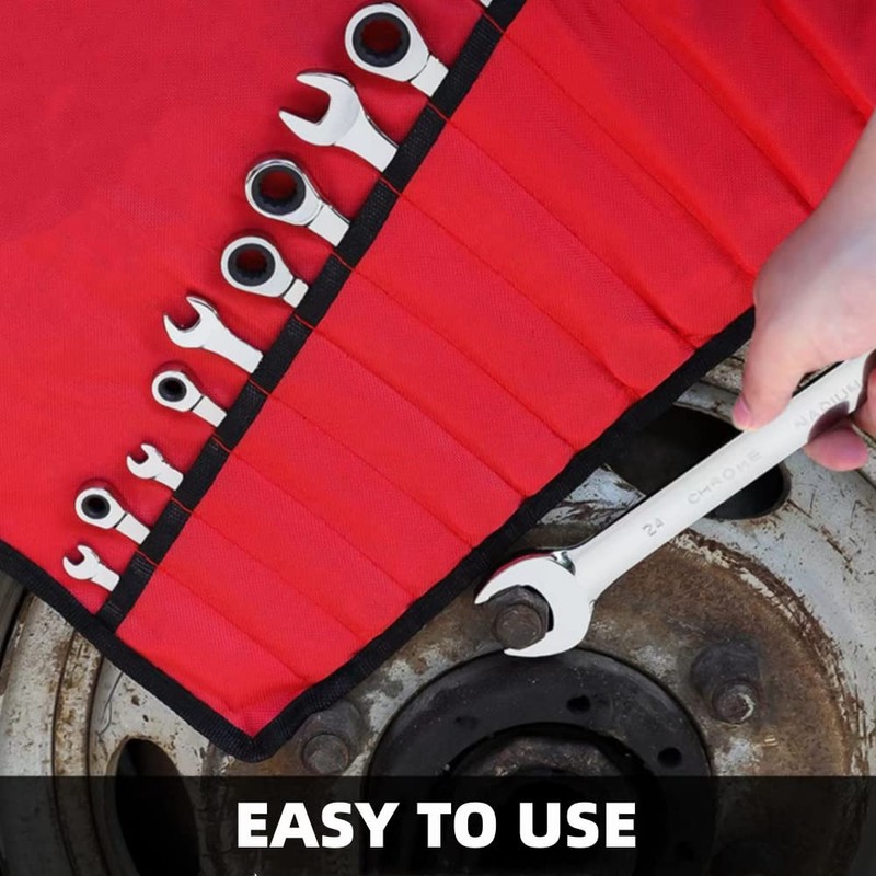 Multi Pocket Roll Up Tools Storage Bag Wrench Roll Tool