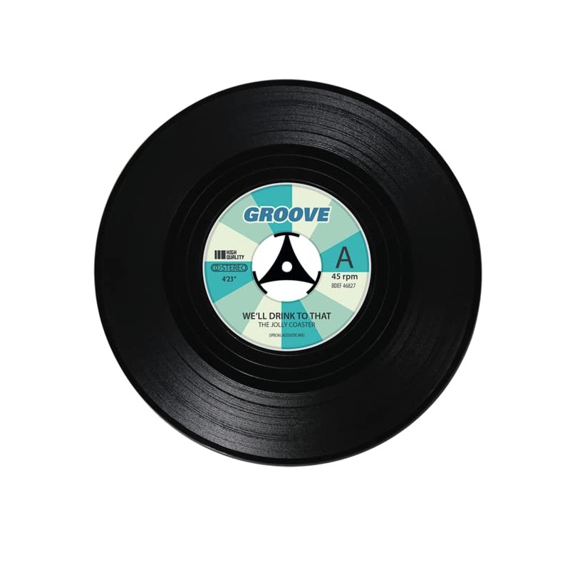 4 x Retro Style Vinyl Coasters/10.5cm Diameter