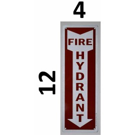 Buildingsigns.com Fire Hydrant Arrow Down Sign Sign (White, Reflective !!, Aluminium 4x12)