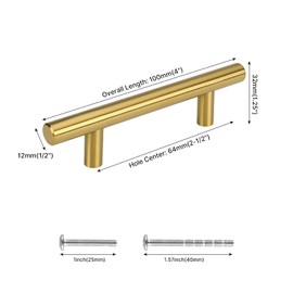 homdiy 10 Pack Gold Cabinet Pulls Kitchen Cabinet Hardware 2-1/2 inches - HD201GD Cupboard Door Handles Gold Kitchen Hardware