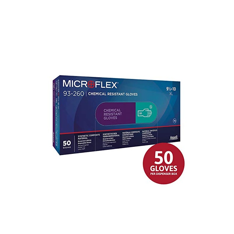 Microflex 93-260 - Guantes resistentes a los químicos, talla L,