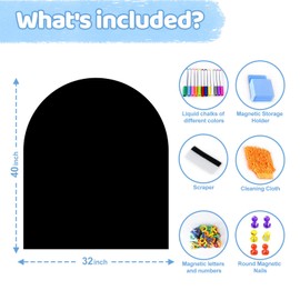 Kuesuny Arch Magnetic Wall Decal for Kids, 40 x 32 Upgraded Self-Adhesive Magnetic Chalkboard for Wall, Magnet Wall Drawing Learning for Playroom, School, Home (Black)