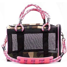 Buddy's Best Airline Approved Pet Carrier – Army Camo & Pink Heavy Duty, Fits Under Seat, TSA Compliant, Ventilated Mesh Design w/Waterproof Base & Reflective Safety Strips