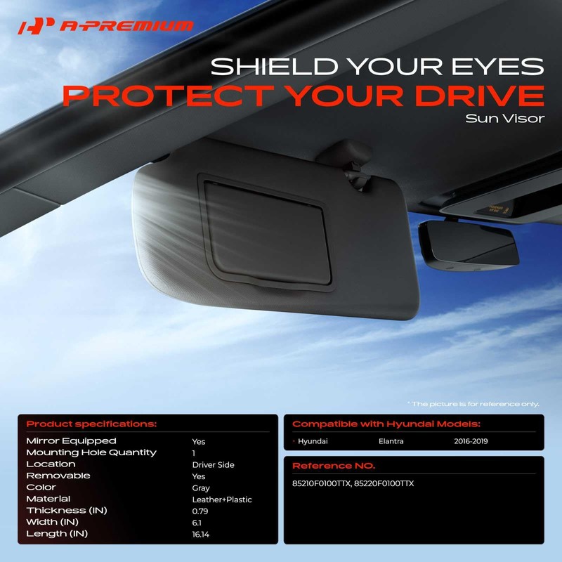 A-Premium Driver Left Side Sun Visor Compatible with Hyundai Elantra