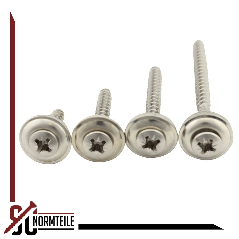 Pack of 100 Plumber Screws with Sealing Washer 15 mm