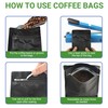 PouchWorth 100 Pack 16 oz Coffee Bags with Valve Black